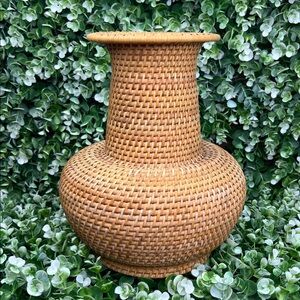 Rattan Wicker Vintage Handwoven Basket Vase